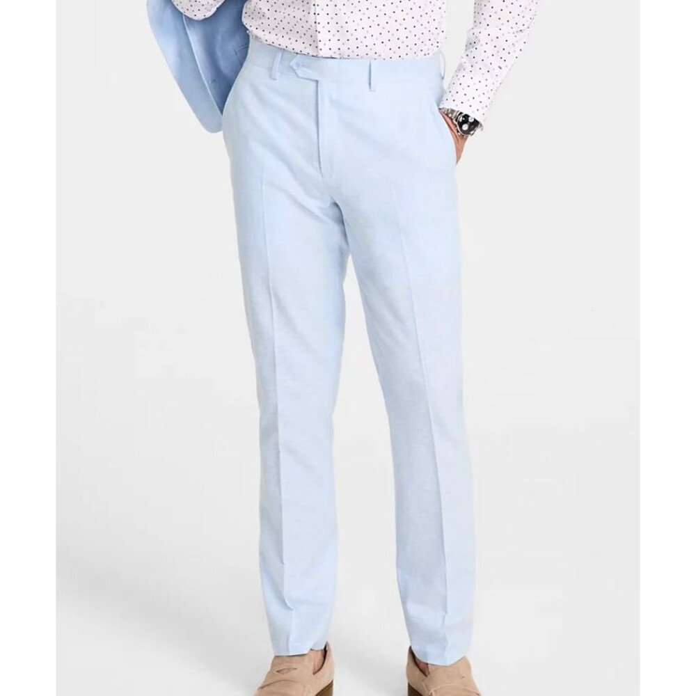 $135 NEW BAR III Mens 30x32 Powder Blue Slim Fit Linen Cotton Dress Pants/Slacks